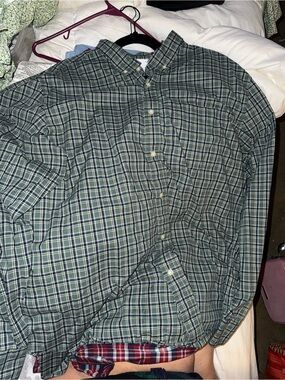 Old Navy Green Cotyon Plaid Button-Down Shirt